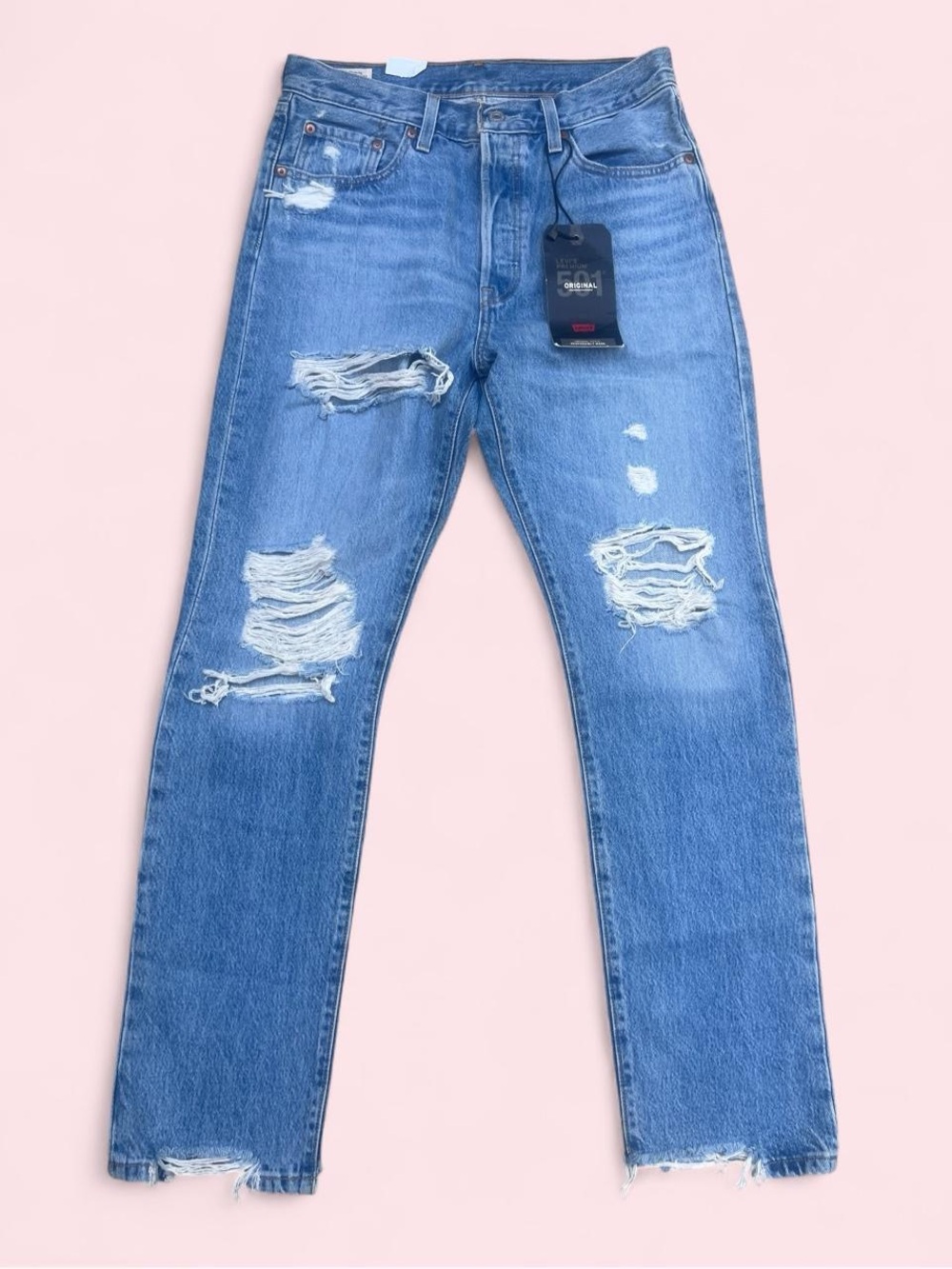 Levi's Premium 501 Original Distressed Straight Leg Jeans W28 L30 NWT